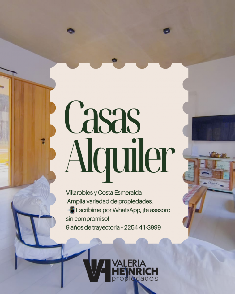 Alquileres en Costa Esmeralda y Villarobles 